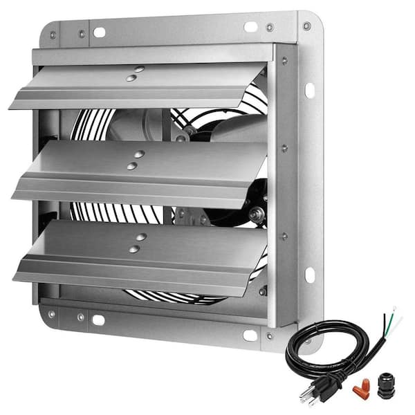 14 in. 1000 CFM Silver Electric Power Aluminum Gable Mount Attic Fan, with Speed Control, Thermostat Controlled