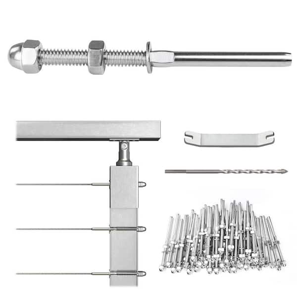 1/8 in. Stainless Steel Hand Swage Threaded Stud Tensioner Kit for 2 x 2-Post Cable for Cable Railing System, 100-Pack