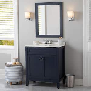 Maywell 31 in. W x 19 in. D x 38 in. H Single Sink Freestanding Bath Vanity in Blue with White Cultured Marble Top