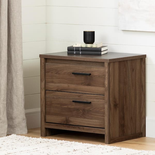 South Shore Tao 2-Drawer Natural Walnut Nightstand