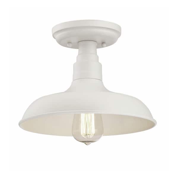 Design House Kimball 11 in. 1-Light Antique White Semi-Flush Mount Ceiling Light