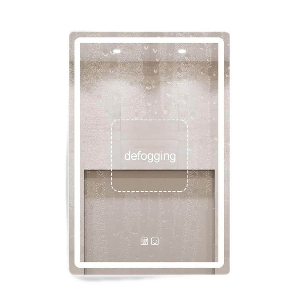 LED Rectangular Framed Bathroom Mirror 24 in. x 32 in. Wall Mirrors with An