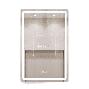 LED Rectangular Framed Bathroom Mirror 24 in. x 32 in. Wall Mirrors with Anti-Fog