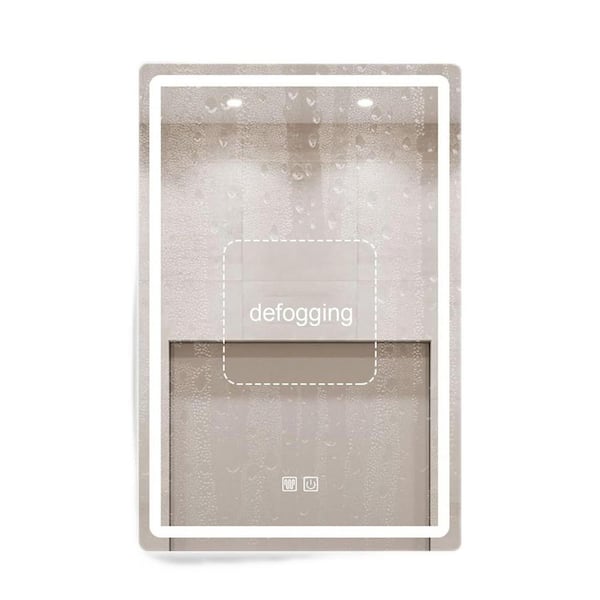 Unbranded LED Rectangular Framed Bathroom Mirror 24 in. x 32 in. Wall Mirrors with Anti-Fog