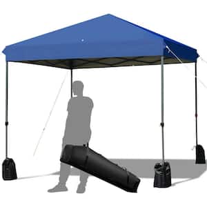 8 ft. x 8 ft. Blue Pop up Canopy Tent Shelter Wheeled Carry Bag 4 Canopy Sand Bag
