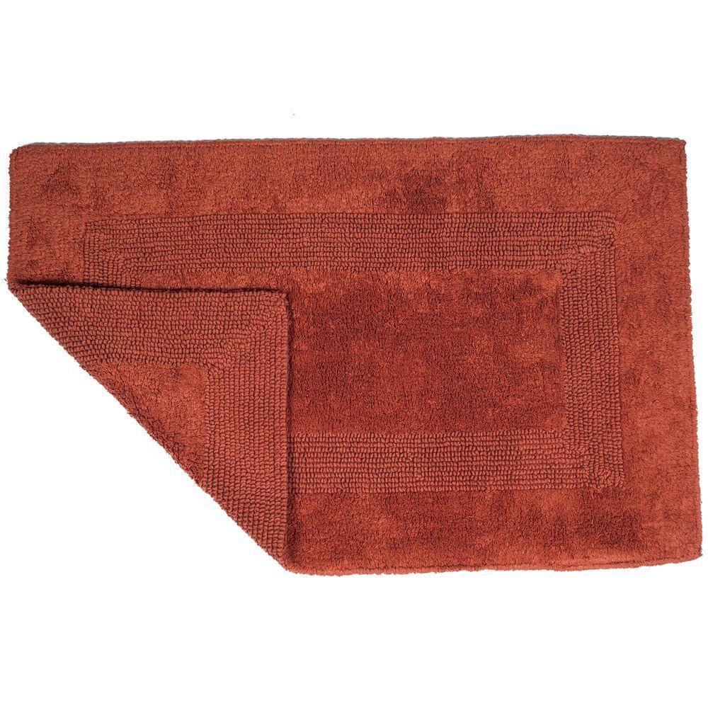 Brick Red Egyptian Cotton Luxurious 2-Piece Bath Rug Set