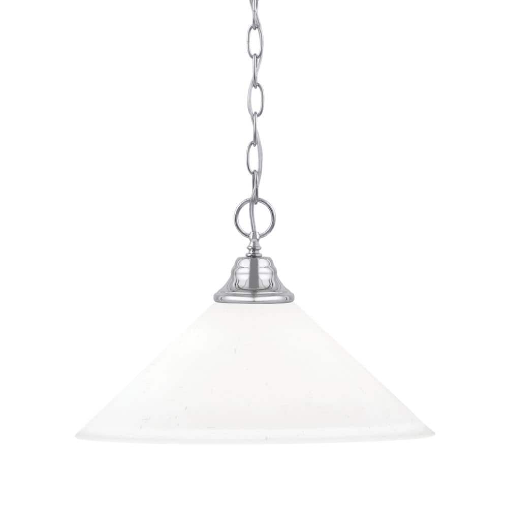 Kingston 100-Watt 1 Light Chrome Shaded Pendant Light with 16 in. White Mus