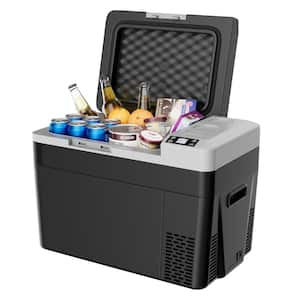 32 Quarts Outdoor Portable Fridge 12-Volt Car Refrigerator in Black