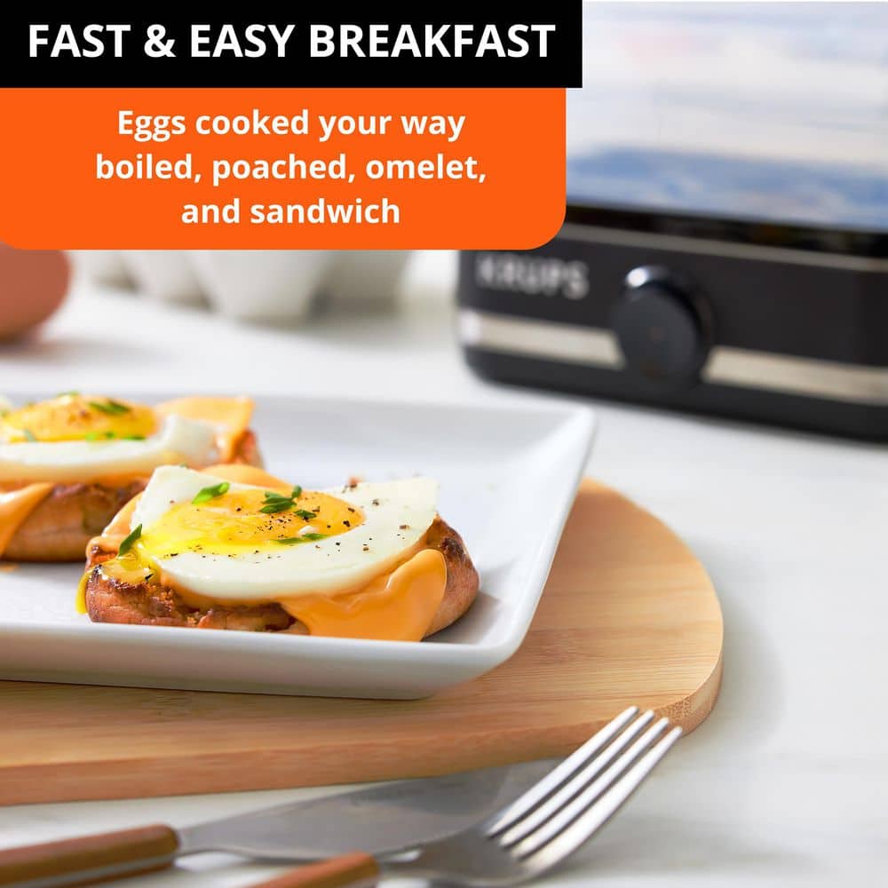 Krups Black Stainless Steel 6-Egg Electric Cooker with Accessories