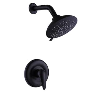 5-Spray Patterns with 4 GPM 6 in. Wall Mount Rain Fixed Shower Head in Matte Black