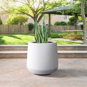 13 in. H Modern Concrete Planters Lightweight Round Plant Pots Drainage Hole for Outdoor Indoor, Natural SA2015022C-P8021 The Home