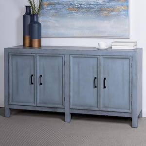 Olive Blue Washed Accent Cabinet