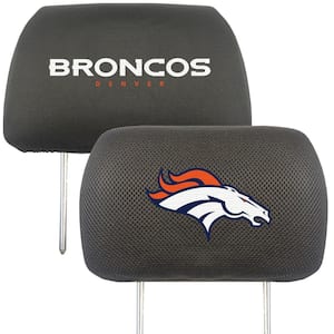 NFL Denver Broncos Black Embroidered Head Rest Cover Set (2-Piece)