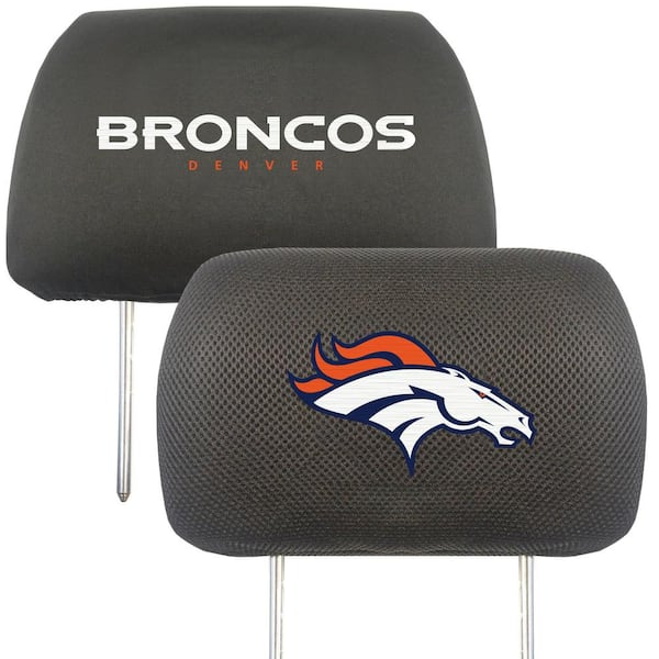 FANMATS NFL Denver Broncos Black Embroidered Head Rest Cover Set (2-Piece)