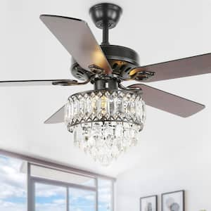 52 in. Indoor Crystal Black Finish Ceiling Fan with Reversible Blades with Remote Control