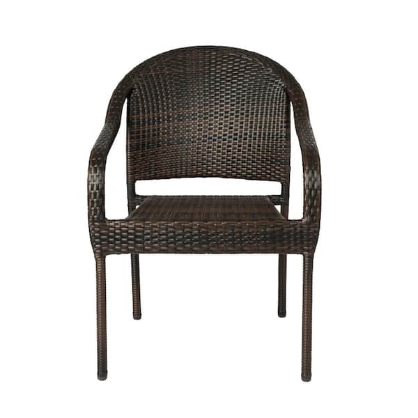 BALKENE HOME Rhodos Stacking Wicker Outdoor Dining Chair 4-Chairs Included