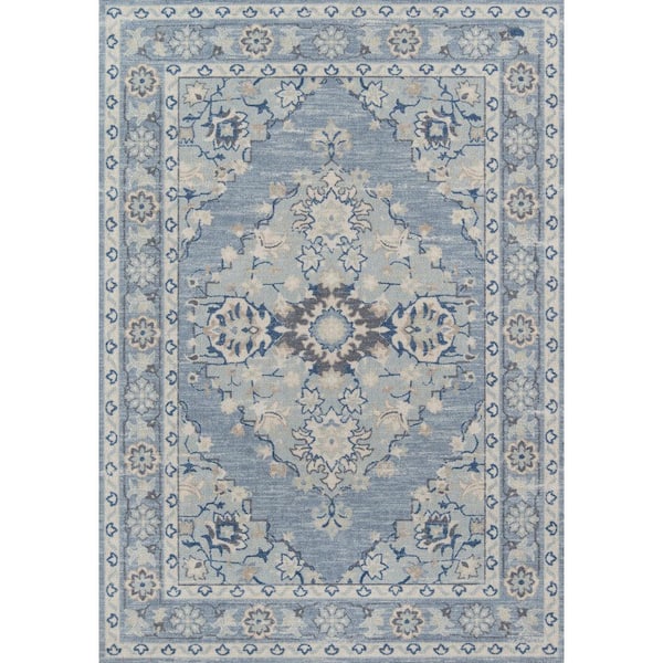 Anatolia Blue 2 x 8 ft. Machine Made Medallion Blended Yarn Runner