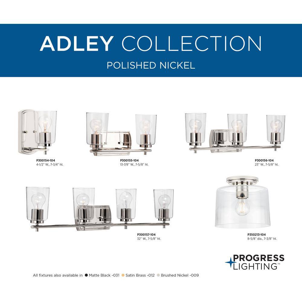 Adley Polished Nickel and Clear Glass Flush Mount Light