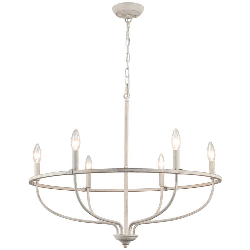 Hatsumi 6 Light Antique Gray Farmhouse Candle Style Wagon Wheel Chandelier for Living Room Kitchen Island Dining Room price history on PriceWatchPro
