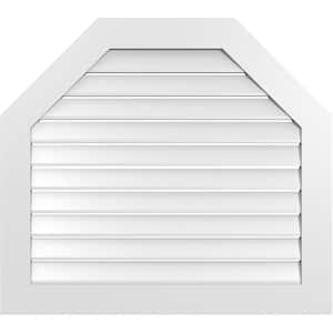 38 in. x 34 in. Octagonal Top Surface Mount PVC Gable Vent: Functional with Standard Frame