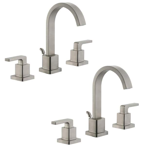 Glacier Bay Farrington 8 in. Widespread Double Handle High Arc Bathroom Faucet in Brushed Nickel (2-Pack)