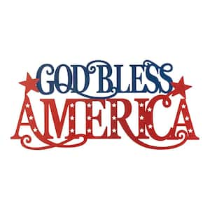 11.75 in. H Patriotic/Americana Metal "GOD BLESS AMERICA" Wall Decor