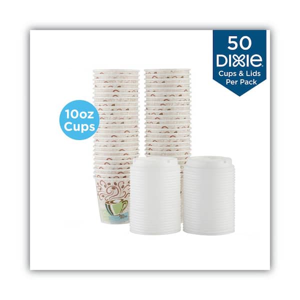 DIXIE PerfecTouch Multicolor 10 oz. Disposable Paper Cups and Lids Combo, Hot  Drinks, 50 Cups/Lids/Pack DXE5310COMBO600 - The Home Depot