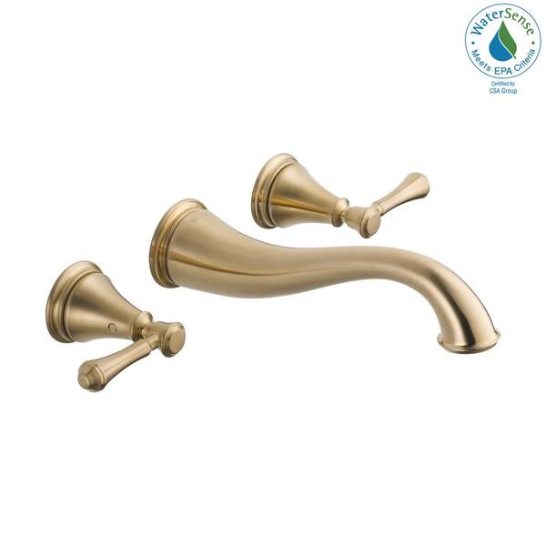 Delta Cassidy 2-Handle Wall Mount Bathroom Faucet Trim Kit in Champagne Bronze [Valve Not Included]