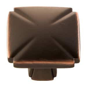 Bridges 1-3/16 in. Square Oil-Rubbed Bronze Highlighted Cabinet Knob (10-Pack)