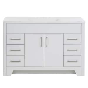 Branine 48 in. W x 19 in. D x 33 in. H Single Sink Freestanding Bath Vanity in White with White Cultured Marble Top