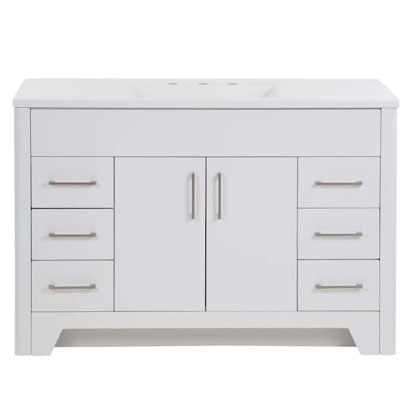 Branine 49 in. Single Sink White Bath Vanity with White Cultured Marble Top (Assembled)