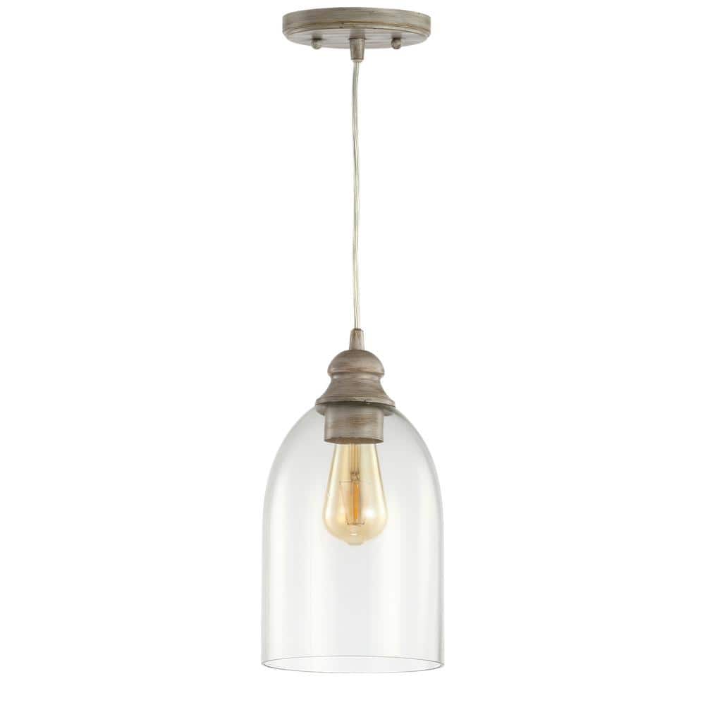 Fontaine 6.25" Adjustable Greige Glass LED Pendant Light