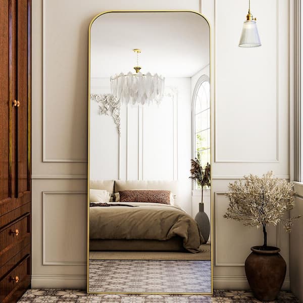 Morden Gold 26 in. W x 71 in. H Arched Aluminum Alloy Frame Full Length Standing Mirror
