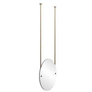 21 in. x 29 in. Frameless Oval Ceiling Hung Mirror with Beveled Edge in Brushed Bronze