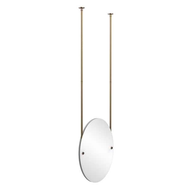 Allied Brass 21 in. x 29 in. Frameless Oval Ceiling Hung Mirror with Beveled Edge in Brushed Bronze