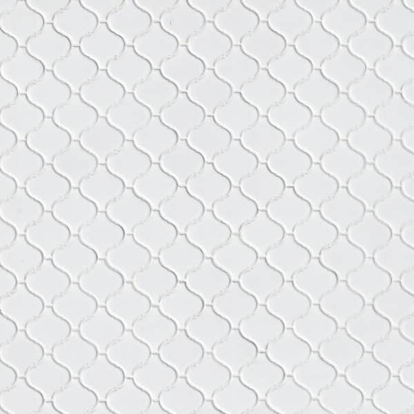 Bianco Arabesque 9.84 in. x 10.63 in. x 6mm Glossy Ceramic Mesh-Mounted Mosaic Tile (10.95 sq. ft. / case) Bianco Arabesque 9.84 in. x 10.63 in. x 6mm Glossy Ceramic Mesh-Mounted Mosaic Tile (10.95 sq. ft. / case)
