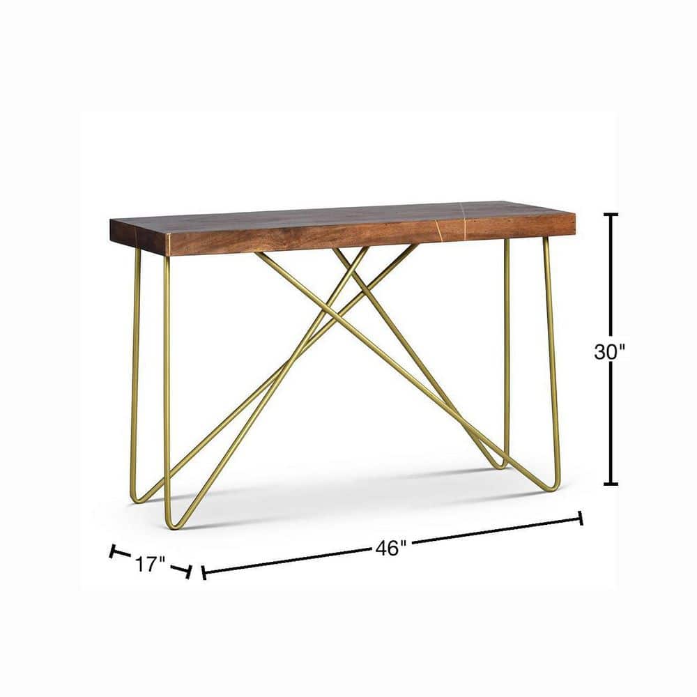 Walter Warm Pine and Brass Industrial Sofa Table