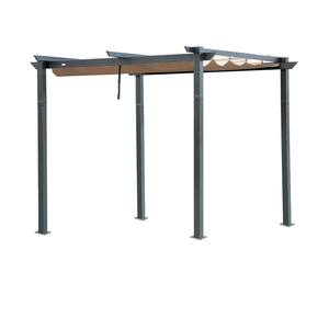 10 ft. x 10 ft. Dark Gray Aluminum Frame Retractable Pergola with Weather-Resistant Canopy