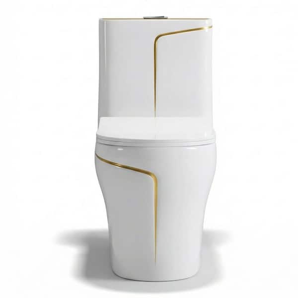 12 in. Rough In 1.85 Gal. Dual Flush GPF Elongated 1-Piece Toilet in White Seat Included