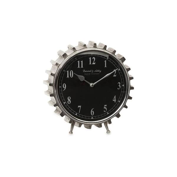 Unbranded Lyndon Black and Silver Round Table Clock