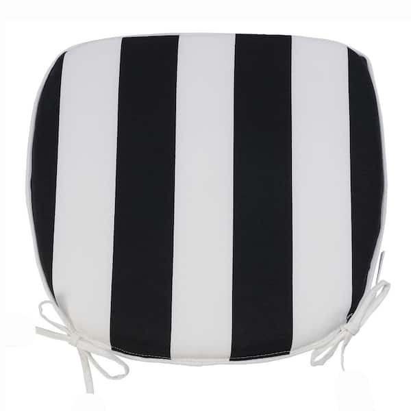 Tenleaf 17.32 in. x 16.54 in. Replacement Outdoor Thickened Seat Chair Cushion with Straps in Black White (Set of 2)