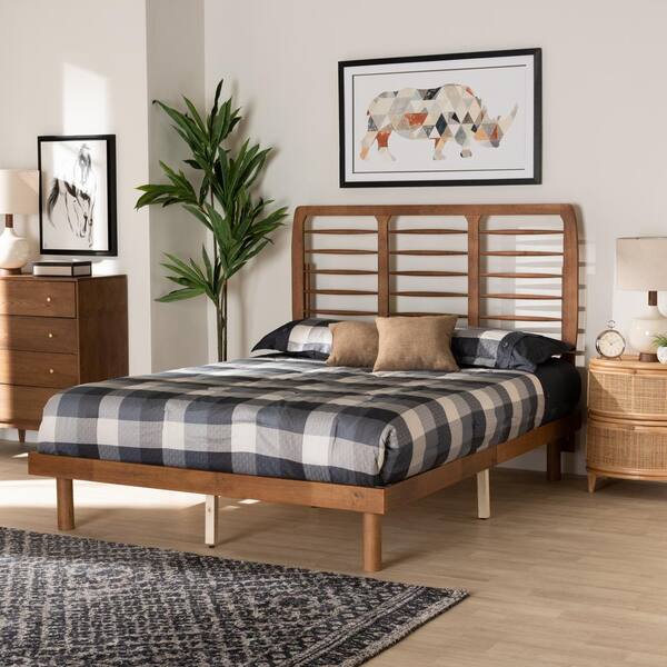 Baxton Studio Petra Brown Wood Frame Queen Platform Bed