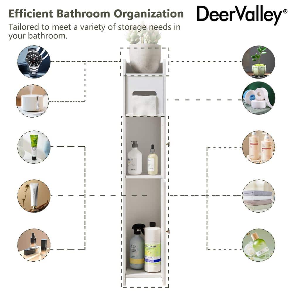 White PVC Bathroom Storage Cabinet with Toilet Paper Holder