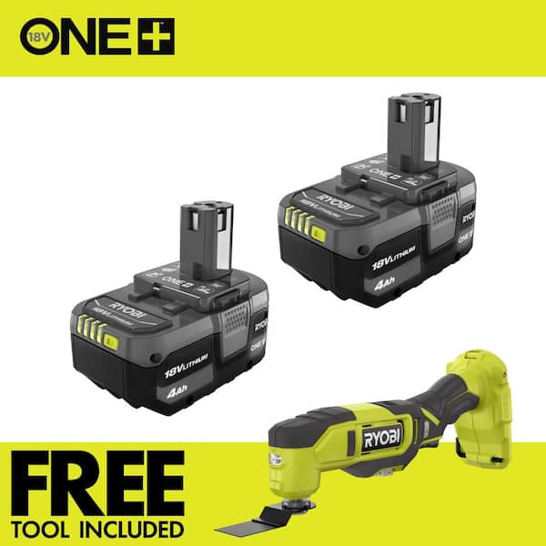ONE+ 18V Lithium-Ion 4.0 Ah Battery (2-Pack) with FREE 18V ONE+ Cordless Multi-Tool