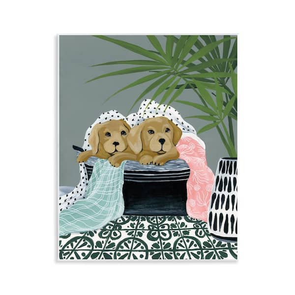 Cuddling Laundry Dogs by Yvette St. Amant Unframed Animal Graphic Art Print 14 in. x 11 in.