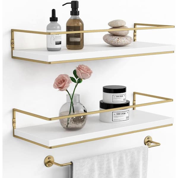 Aoibox 6 in. W x 15.7 in. D White Modern Wood Floating Shelves Wall Mounted, Decorative Wall Shelf