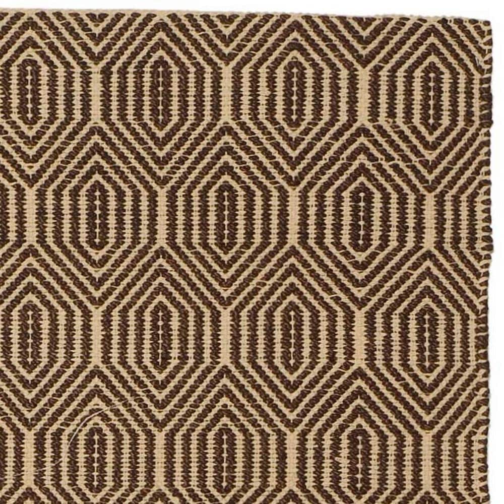 Brown Geometric Flat Woven Synthetic Area Rug, 4' x 6'