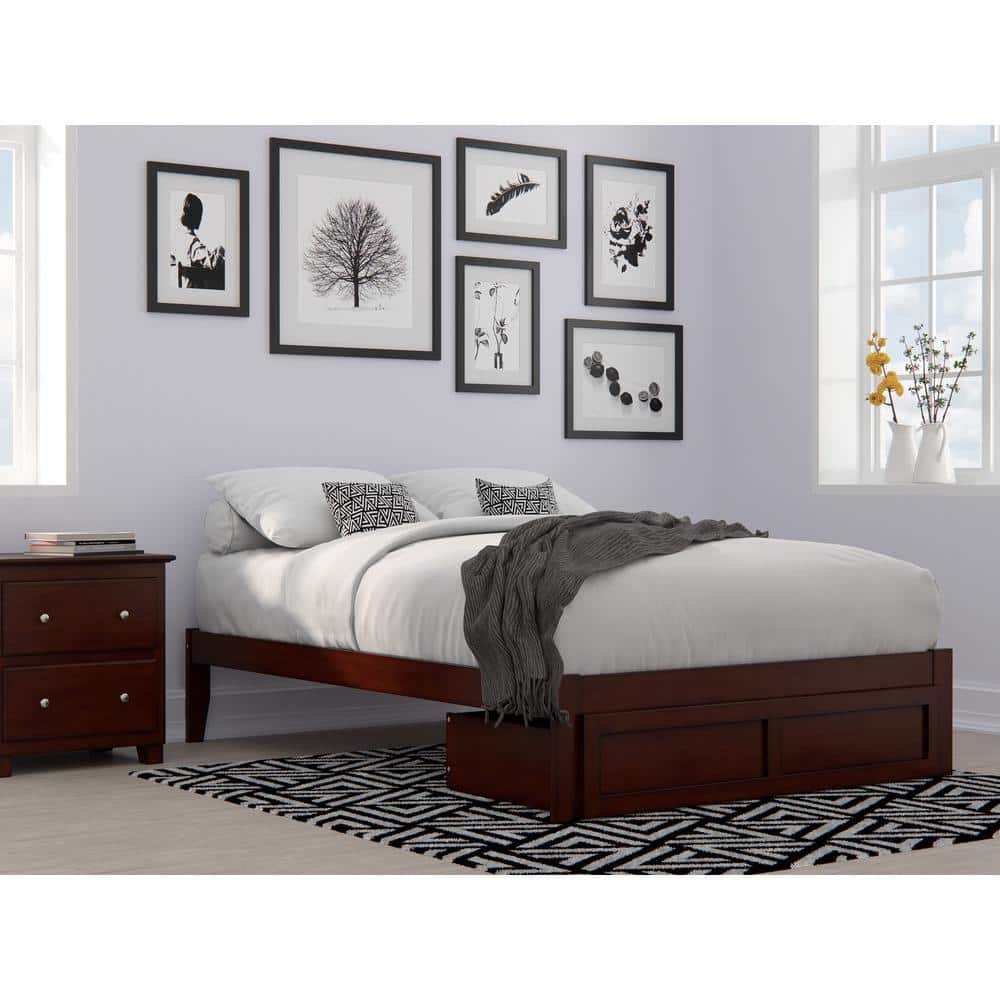 Colorado Walnut Full Solid Wood Storage Platform Bed with Foot Drawer and USB Turbo Charger price history on PriceWatchPro