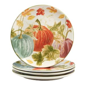Autumn Harvest 11 in. Multicolored Earthenware Dinner Plate (Set of 4)