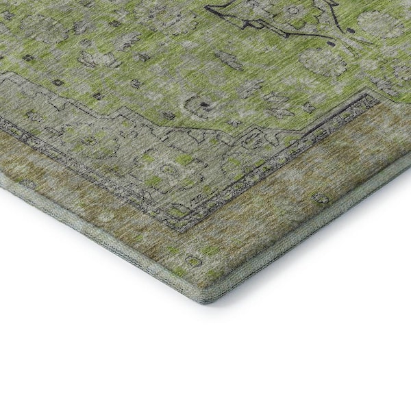 Mayfield Premium Machine Washable Abstract AMF1651 Lime 9 ft. x 12 ft. Area Rug
